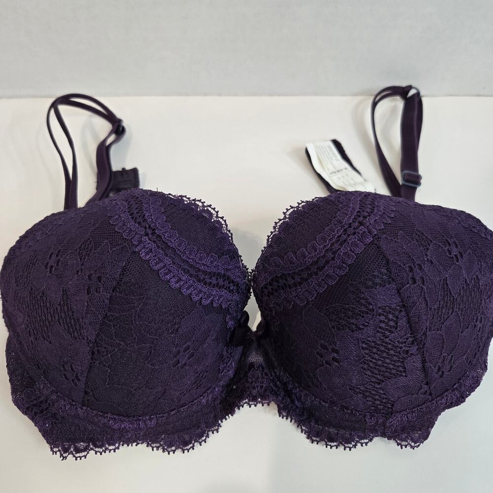 Simone Perele Purple Lace Eden Push-up Bra Size 32C Made in France